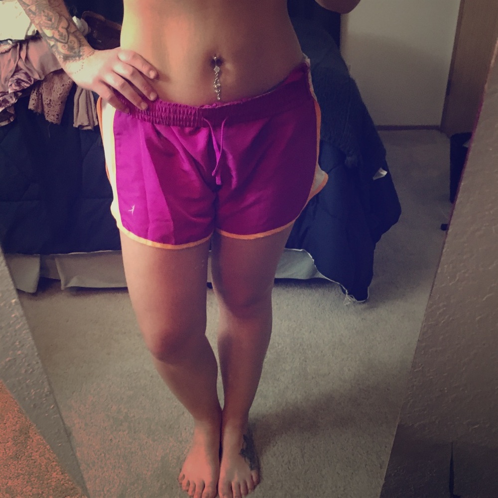 Pink gym shorts
